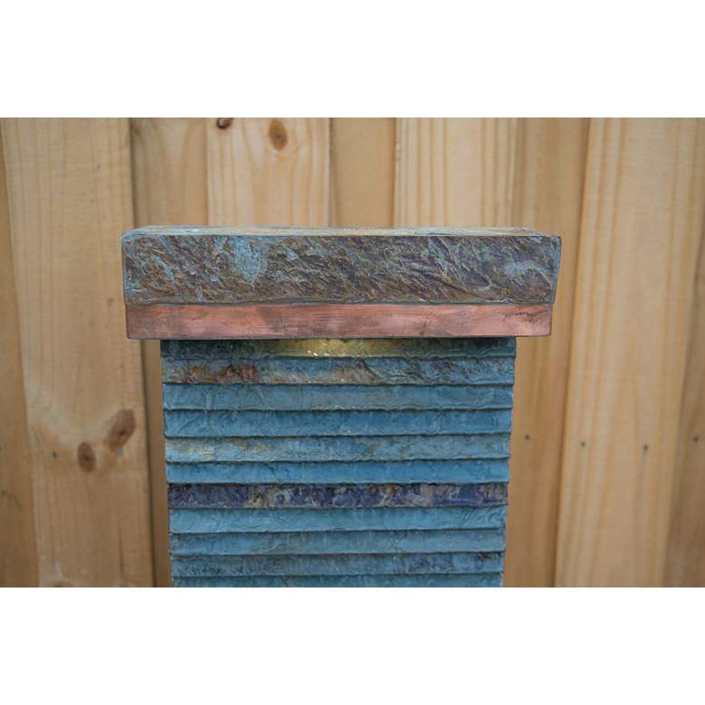 Image 6 John Timberland Stave 48" Copper and Slate Stone Fountain with LED more views