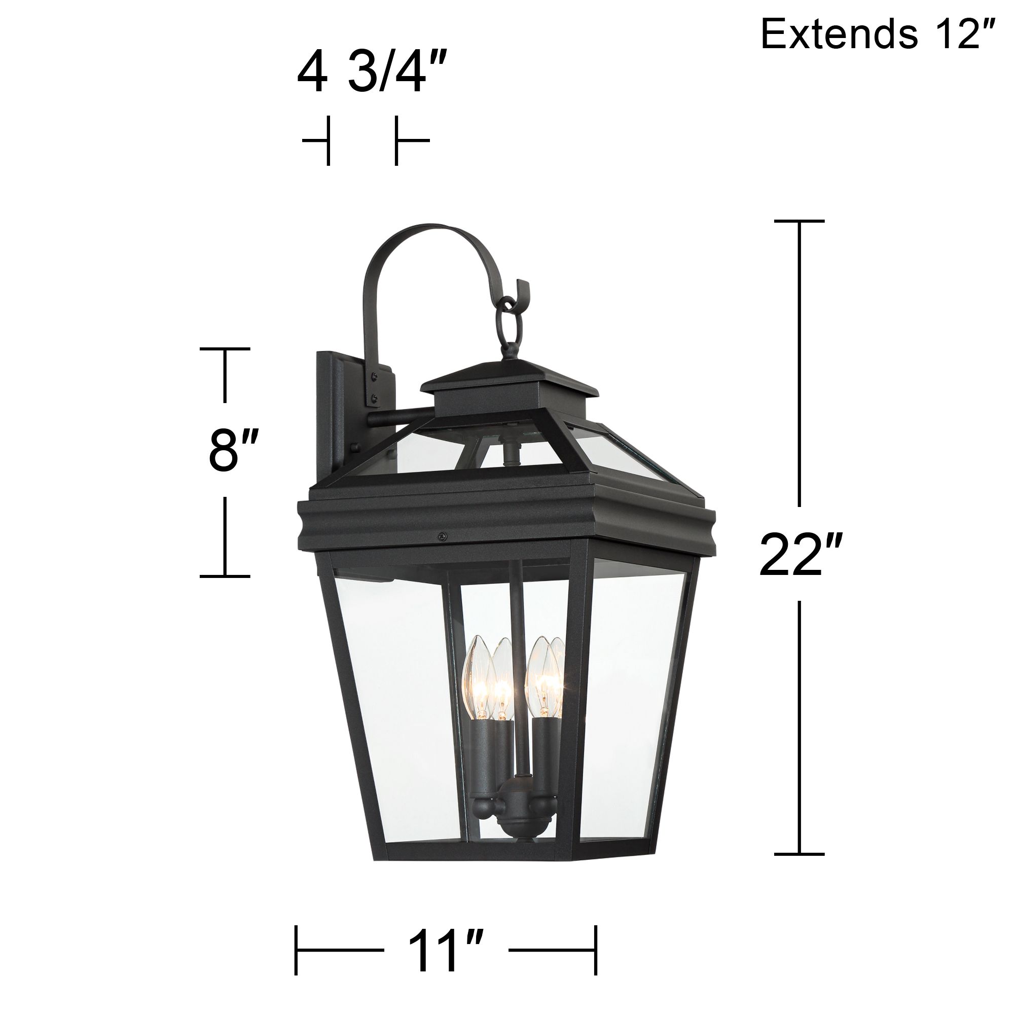 John Timberland Stratton Street 22" Black Outdoor Lantern Wall Light