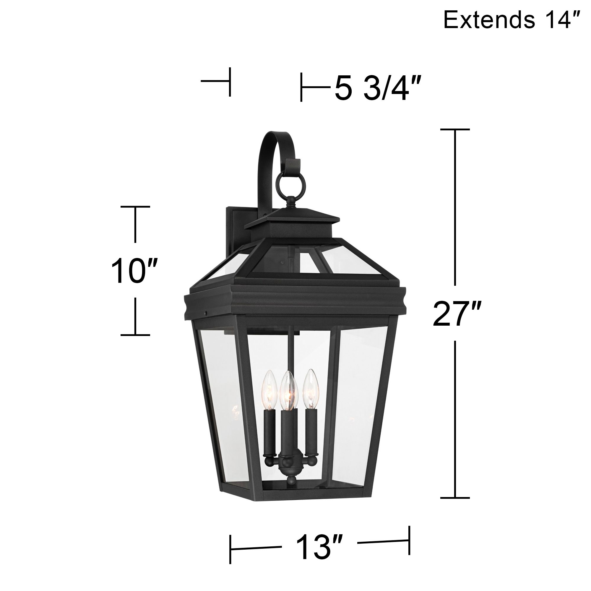John Timberland Stratton Street 27" Black Outdoor Lantern Wall Light