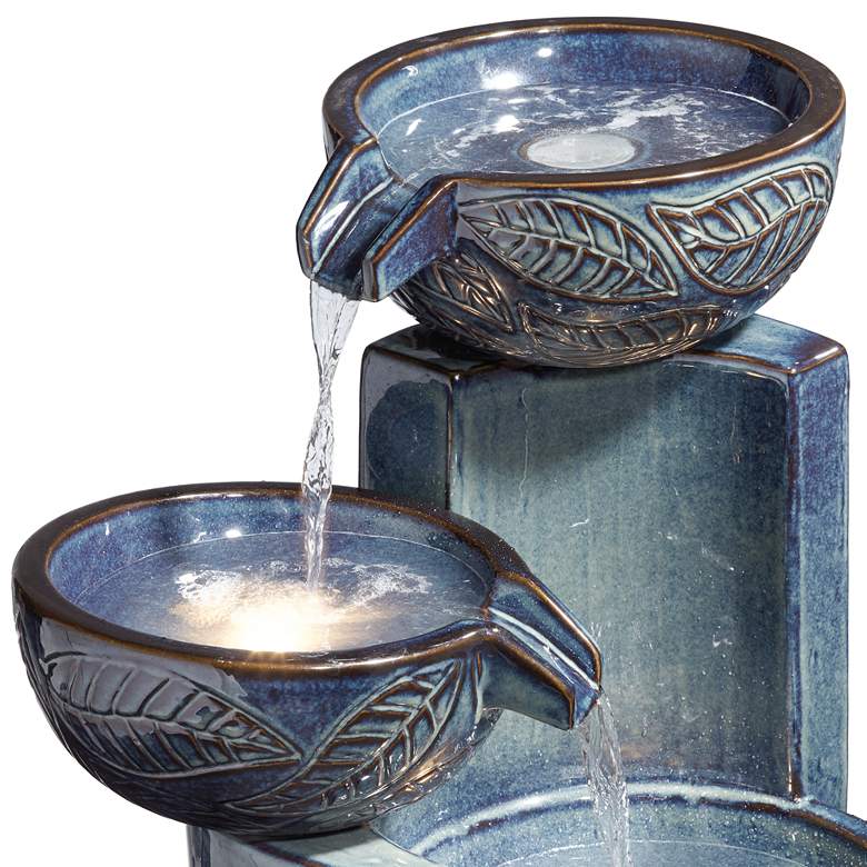 Image 3 John Timberland Summer Leaves 26" Ceramic Fountain with LED Lights more views
