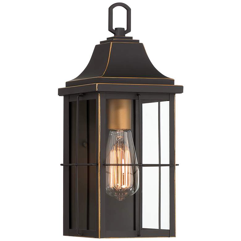 Image 2 John Timberland Sunderland 15" High Black Warm Gold Outdoor Wall Light