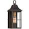 John Timberland Sunderland 15" High Black Warm Gold Outdoor Wall Light