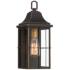 John Timberland Sunderland 15" High Black Warm Gold Outdoor Wall Light