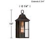 John Timberland Sunderland 15" High Black Warm Gold Outdoor Wall Light