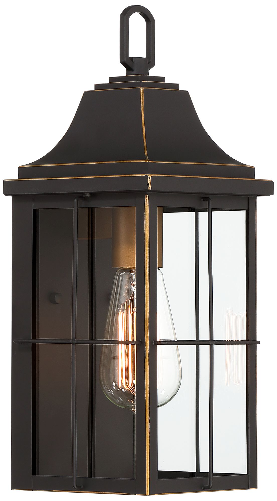 Image 6 John Timberland Sunderland 15"H Matte Black Gold Outdoor Wall Light more views