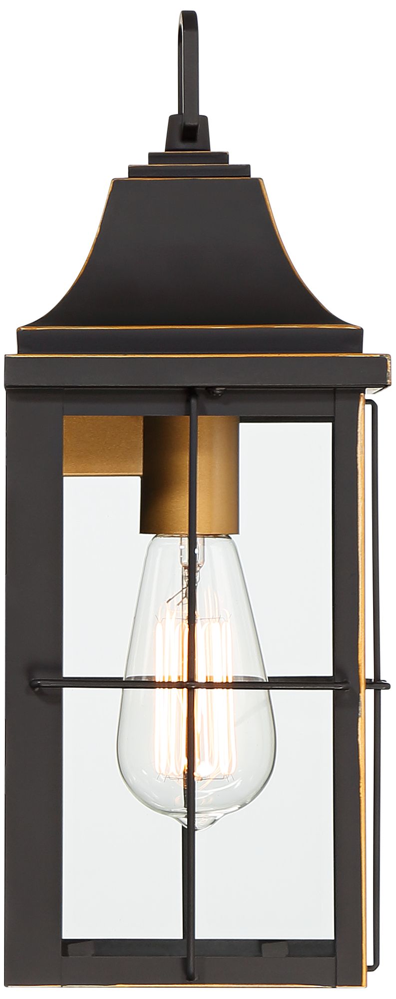 Image 7 John Timberland Sunderland 15"H Matte Black Gold Outdoor Wall Light more views