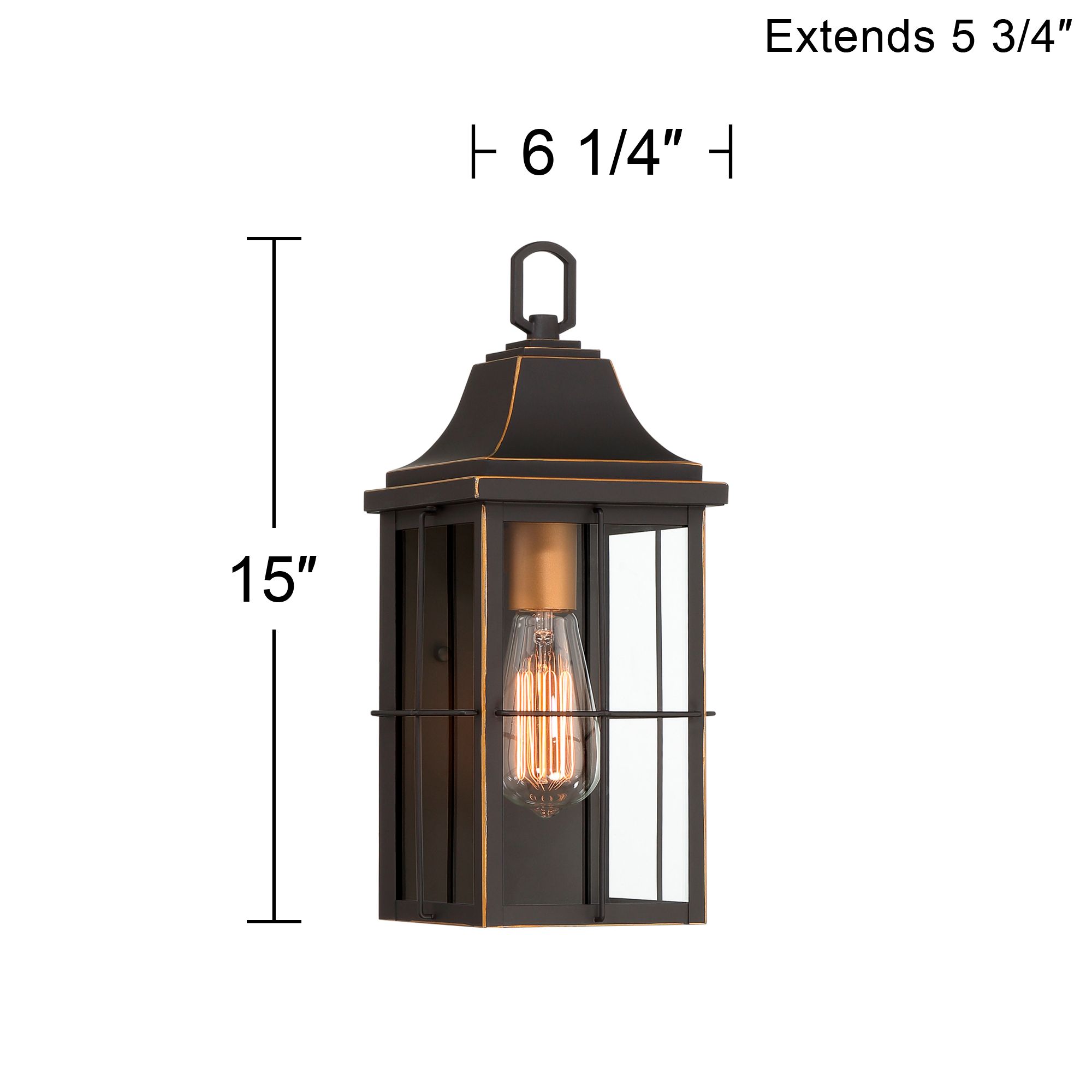 John Timberland Sunderland 15"H Matte Black Gold Outdoor Wall Light
