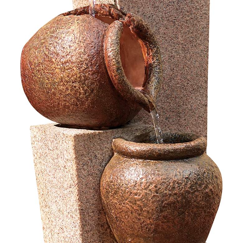 Image 3 John Timberland Three Jug and Pillar 35 1/2" Cascade Flow Fountain more views