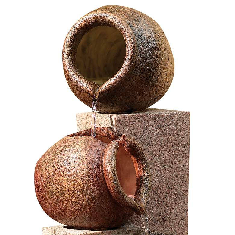 Image 4 John Timberland Three Jug and Pillar 35 1/2" Cascade Flow Fountain more views