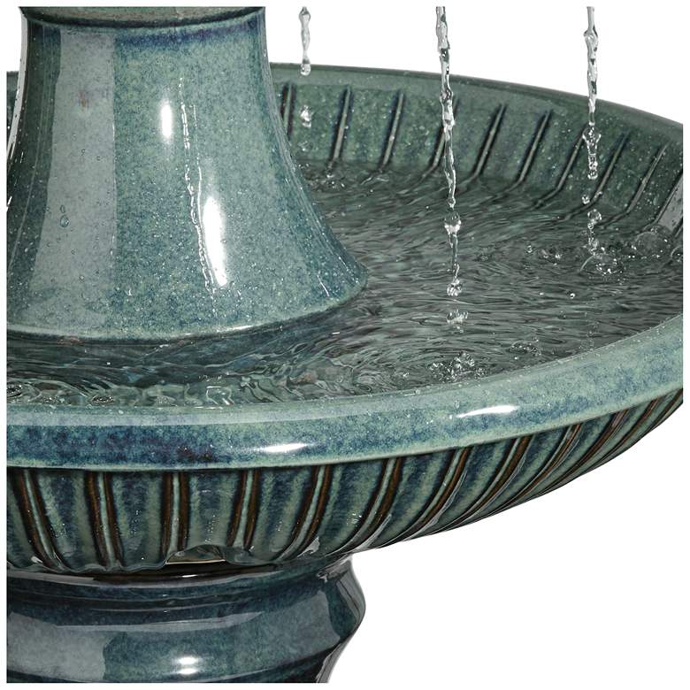 Image 5 John Timberland Three Tier 46 inch High Teal Blue Ceramic LED Fountain more views