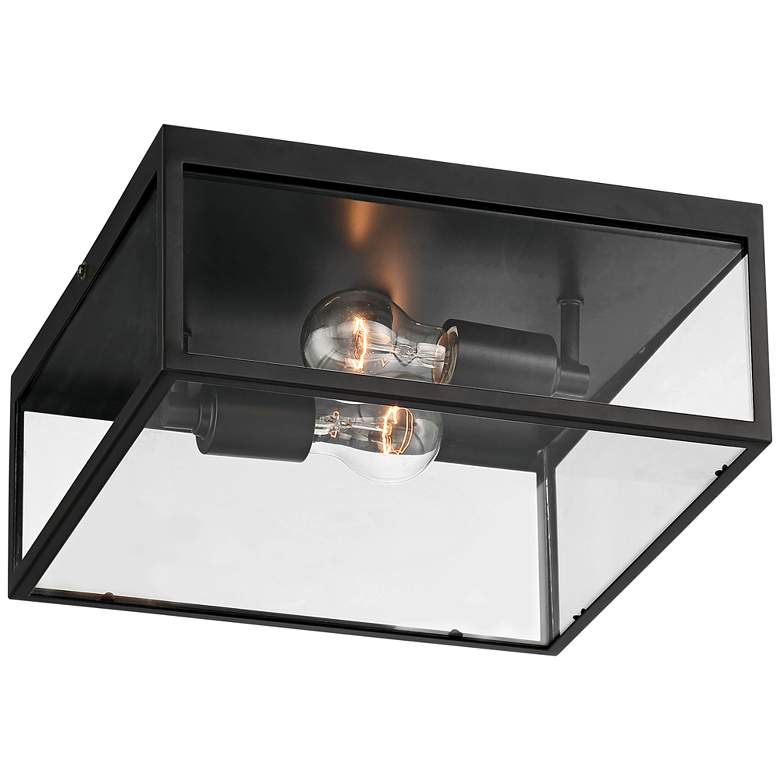 Image 6 John Timberland Titan 12" Matte Black Square Outdoor Ceiling Light more views
