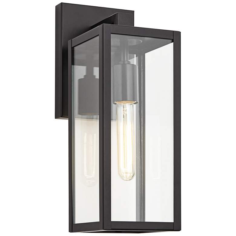Image 2 John Timberland Titan 14 1/4 inch Clear Glass and Black Outdoor Wall Light