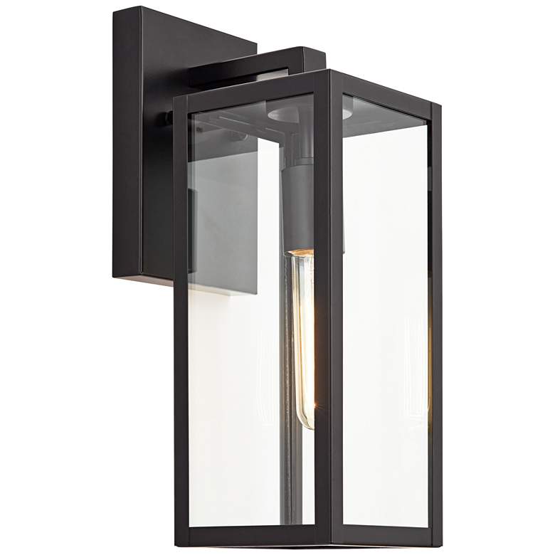 Image 6 John Timberland Titan 14 1/4" Clear Glass and Black Outdoor Wall Light more views