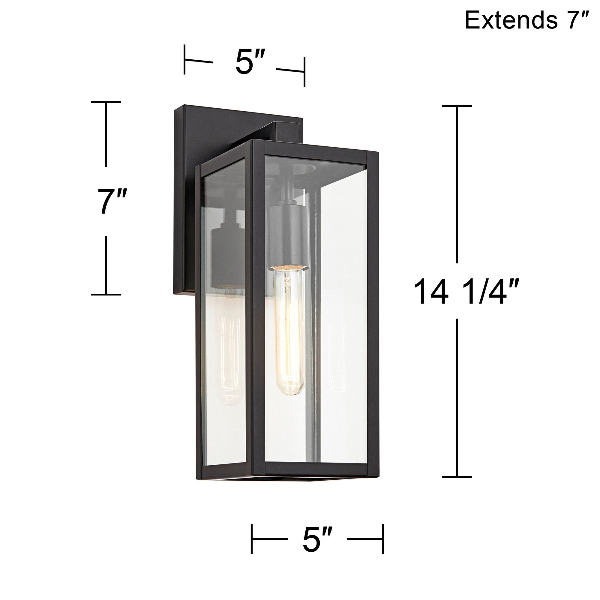 John Timberland Titan 14 1/4" Clear Glass and Black Outdoor Wall Light in scene