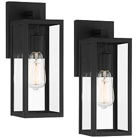Image2 of John Timberland Titan 14 1/4" Mystic Black Outdoor Lights Set of 2