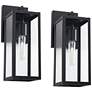 2_John Timberland Titan 14" Black Dusk to Dawn Outdoor Lights Set of 2