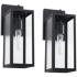 John Timberland Titan 14" Black Dusk to Dawn Outdoor Lights Set of 2