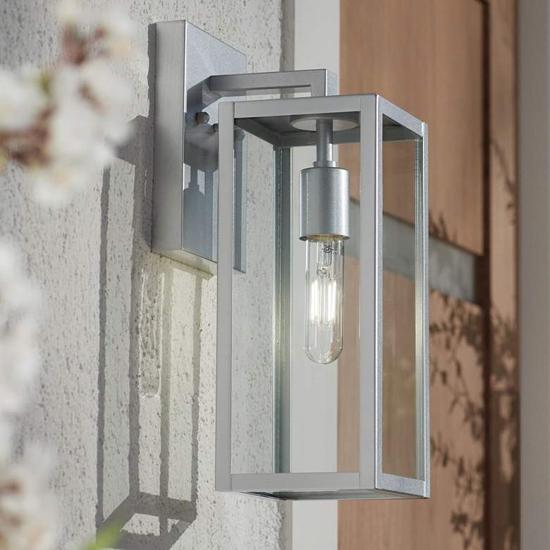 Image 1 John Timberland Titan 14" High Glass and Silver Outdoor Wall Light