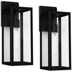 John Timberland Titan 17" Mystic Black Outdoor Wall Lights Set of 2