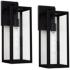 John Timberland Titan 17" Mystic Black Outdoor Wall Lights Set of 2