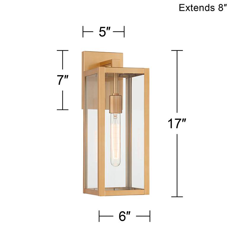 Image 7 John Timberland Titan 17 inch Soft Gold Clear Glass Outdoor Wall Light more views