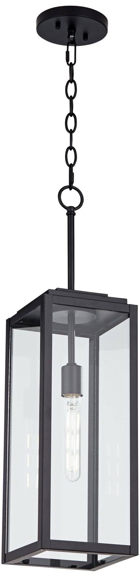 Watch A Video About the John Timberland Titan Mystic Black Rectangular Hanging Light