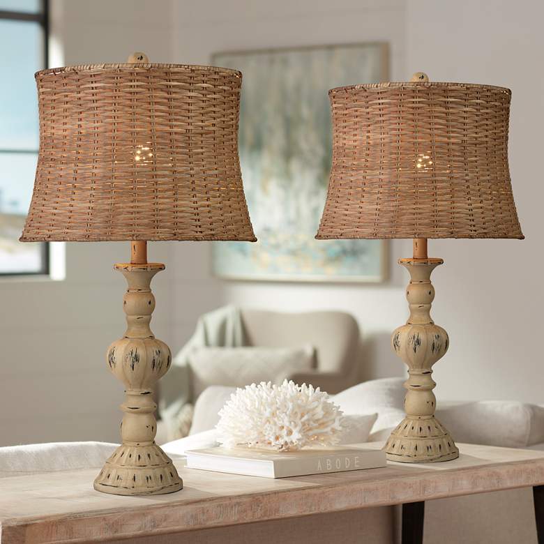 Image 1 John Timberland Trinidad 26 1/2" Vintage Finish Table Lamps Set of 2