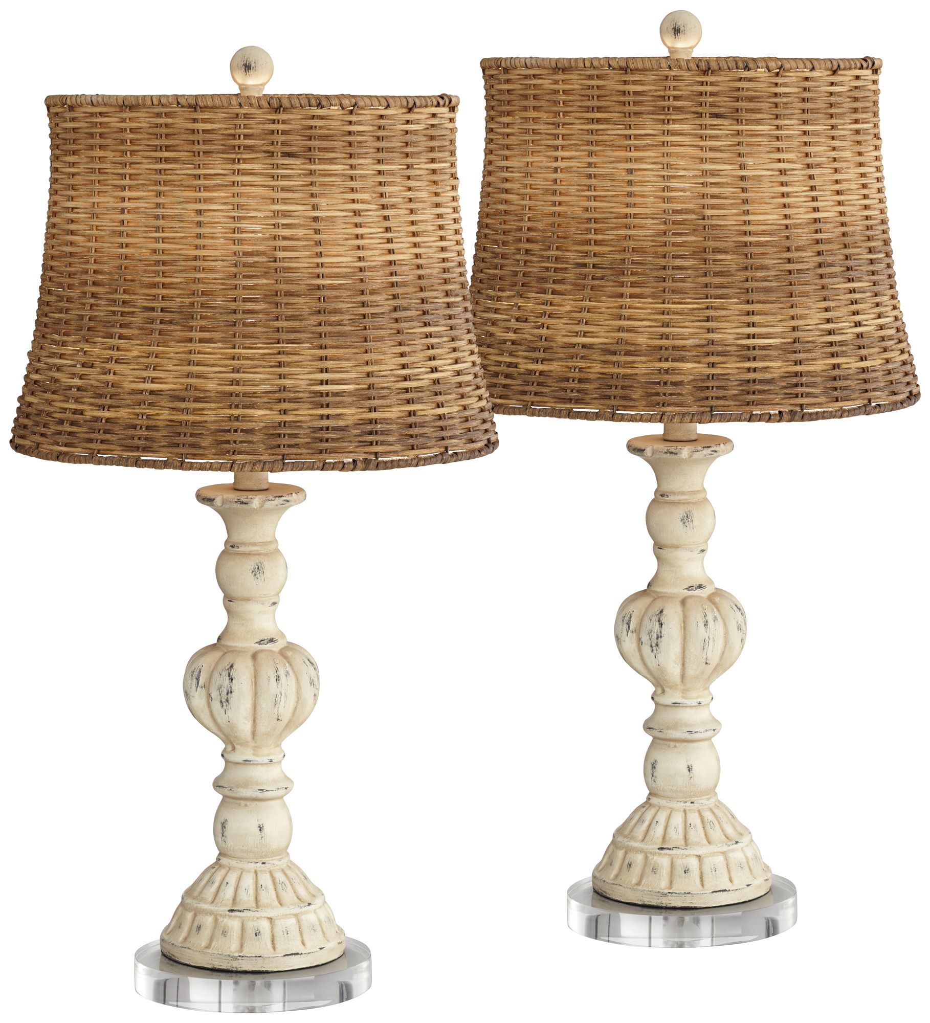 Image John Timberland Trinidad 27 1/2" White Candlestick Lamps with Risers