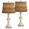 John Timberland Trinidad 27 1/2" White Candlestick Lamps with Risers