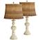 John Timberland Trinidad Antique White Candlestick Table Lamps Set of 2