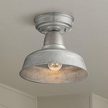 John Timberland Urban Barn 10 1/4" Galvanized Outdoor Ceiling Light