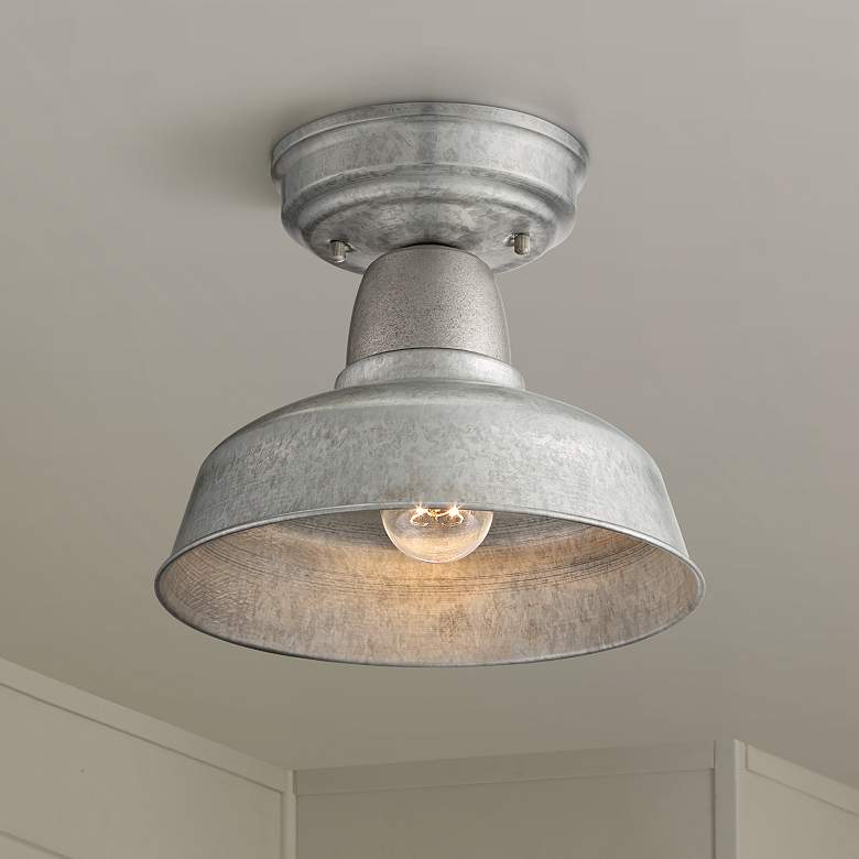 Image 2 John Timberland Urban Barn 10 1/4" Galvanized Outdoor Ceiling Light