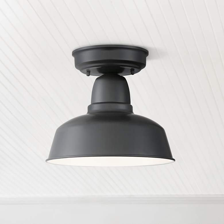Image 1 John Timberland Urban Barn 10 1/4" Wide Black Outdoor Ceiling Light