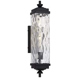 Image2 of John Timberland Valentino 22" Black and Water Glass Outdoor Wall Light