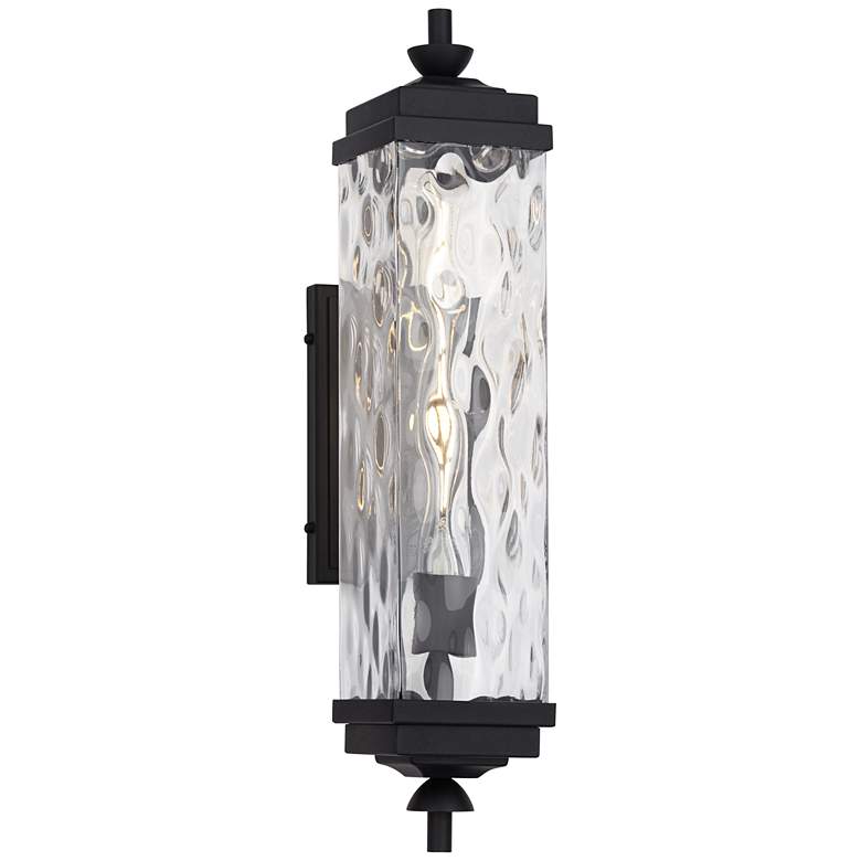 Image 2 John Timberland Valentino 22 inch Black and Water Glass Outdoor Wall Light