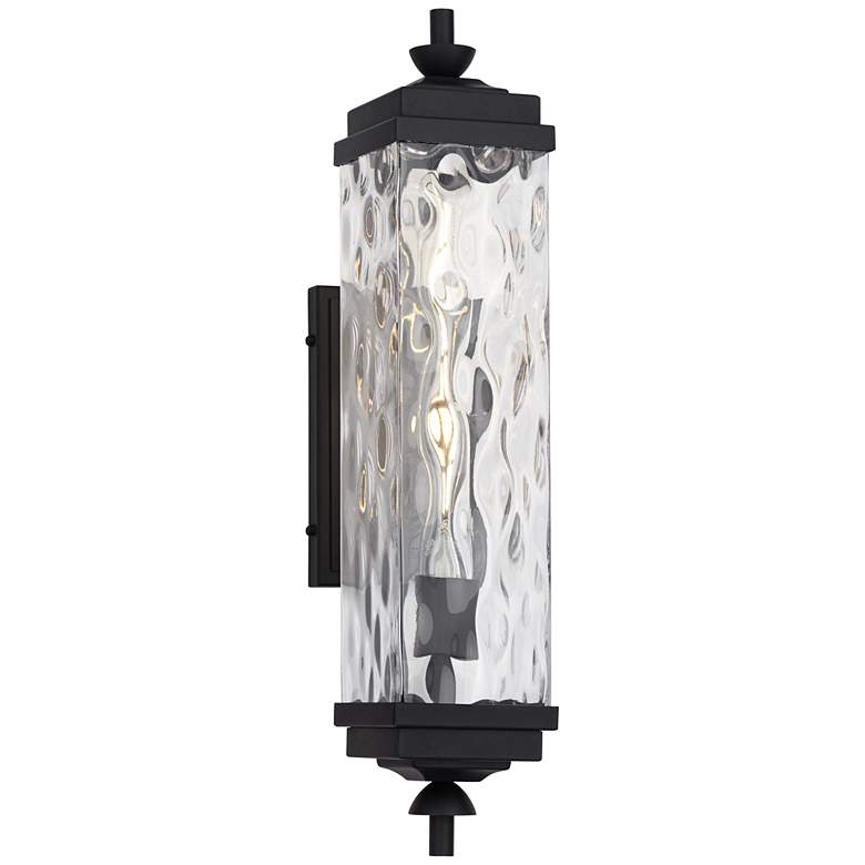 Image 3 John Timberland Valentino 22" Black and Water Glass Outdoor Wall Light