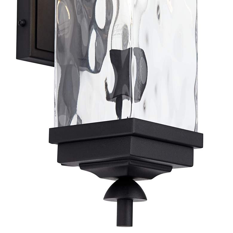 Image 4 John Timberland Valentino 22" Black and Water Glass Outdoor Wall Light more views