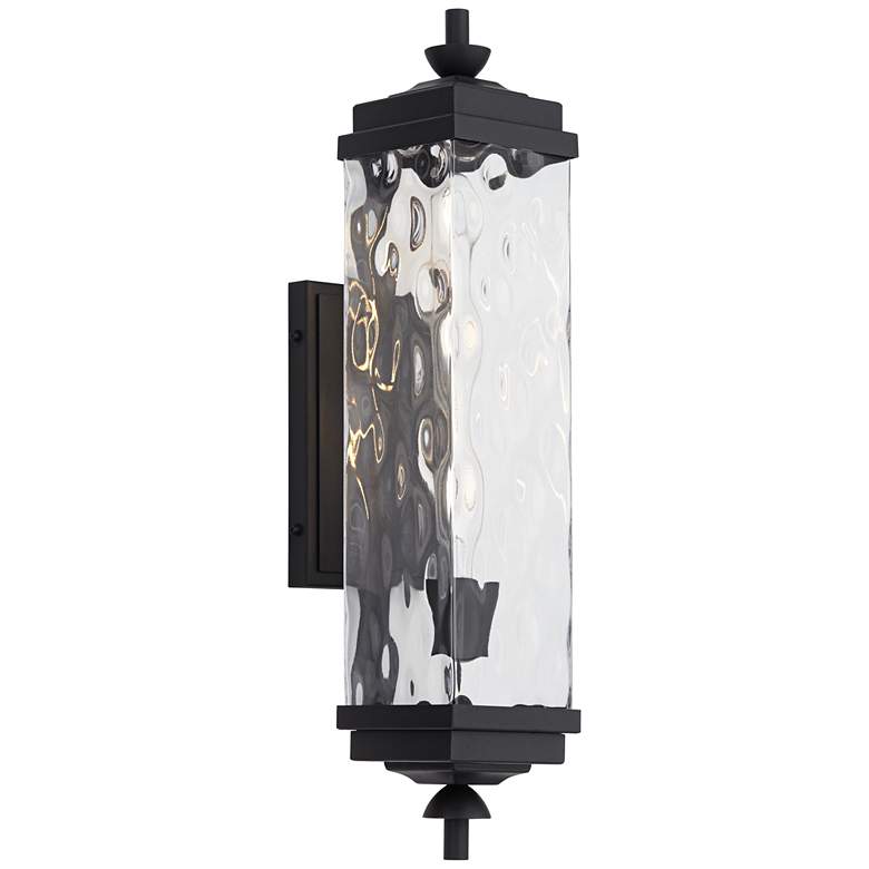 Image 5 John Timberland Valentino 22" Black and Water Glass Outdoor Wall Light more views