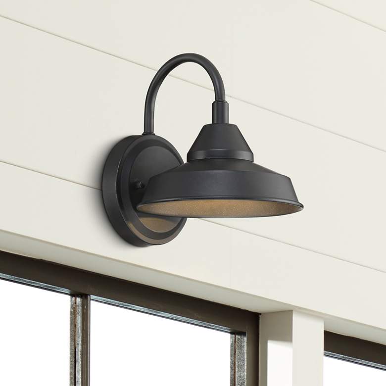 Image 2 John Timberland Westley 8 1/2" High Black Finish LED Barn Light Sconce