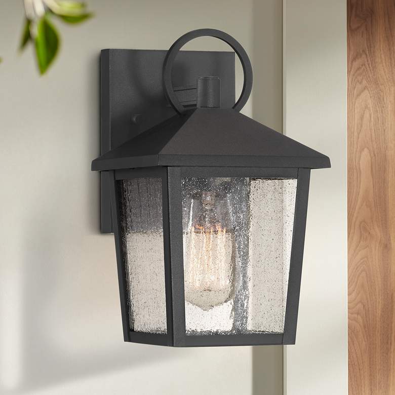 Image 1 John Timberland Westmont 10 1/2" High Sand Black Outdoor Wall Light