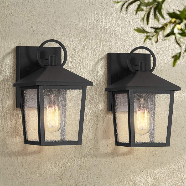 Image 1 John Timberland Westmont 10 1/2" Sand Black Outdoor Lights Set of 2