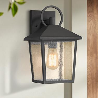 John Timberland Westmont 13 3/4" High Sand Black Outdoor Wall Light