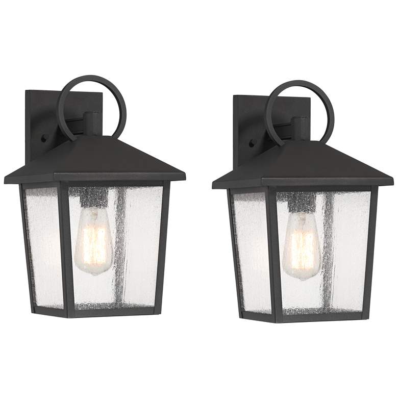 Image 1 John Timberland Westmont 13 3/4" Sand Black Outdoor Lights Set of 2