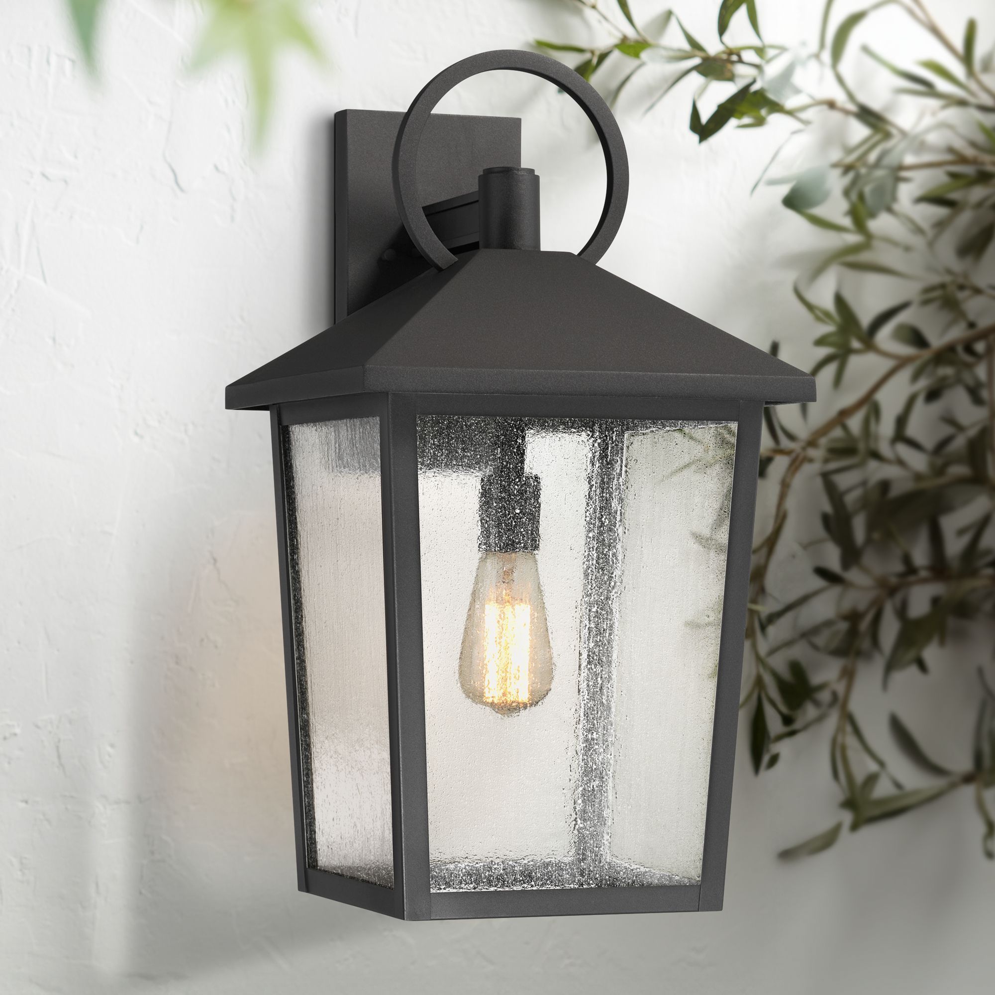 John Timberland Westmont 22"H Sand Black Outdoor Wall Light Set of 2