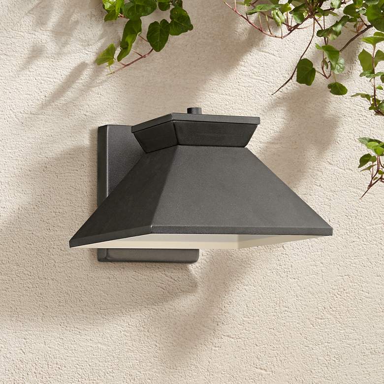 Image 1 John Timberland Whatley 6 1/4" High Black LED Outdoor Wall Light