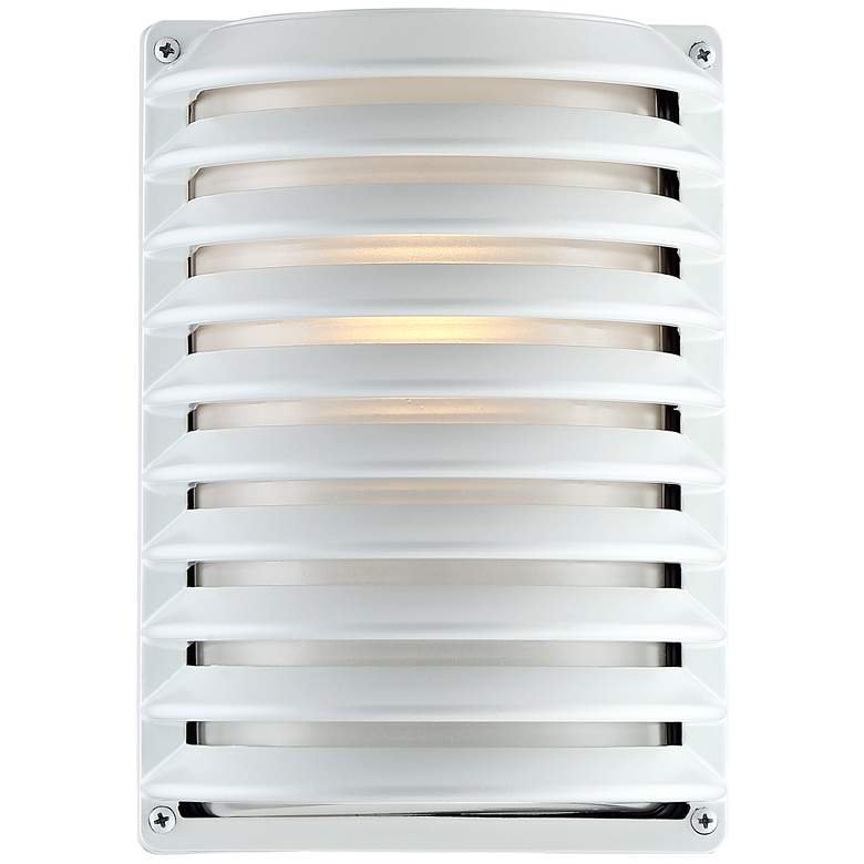 Image 1 John Timberland White Grid 10" High Modern Wall Sconce