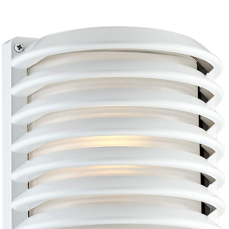 Image 2 John Timberland White Grid 10" High Modern Wall Sconce more views