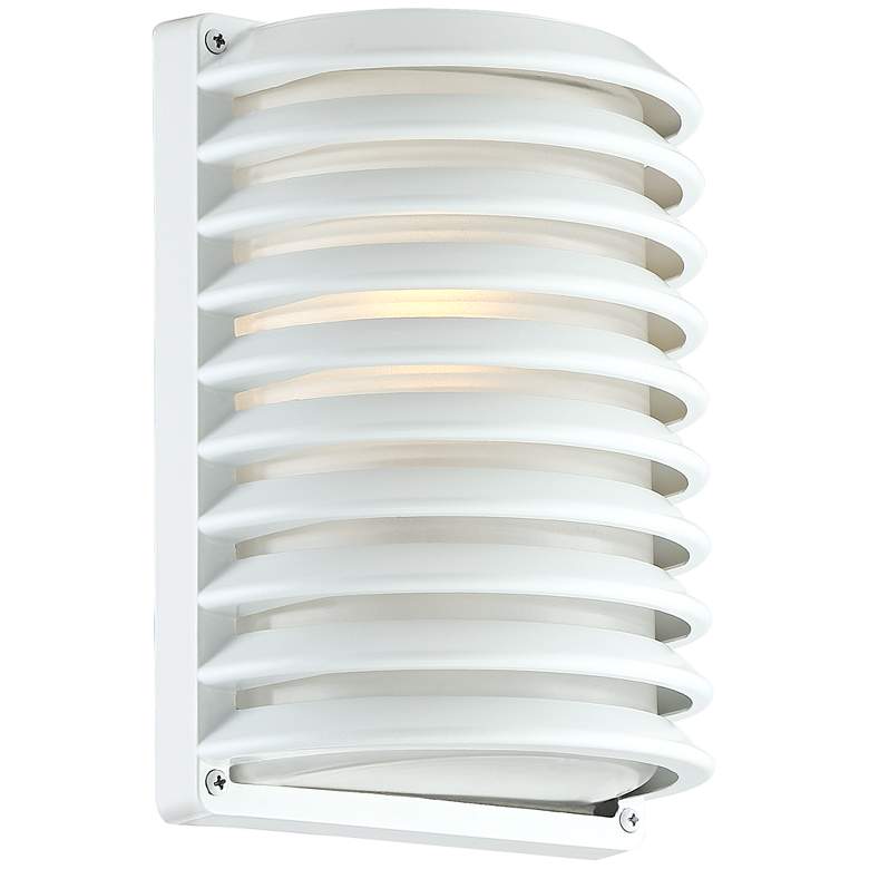 Image 3 John Timberland White Grid 10" High Modern Wall Sconce more views