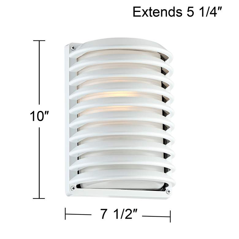 Image 5 John Timberland White Grid 10" High Modern Wall Sconce more views