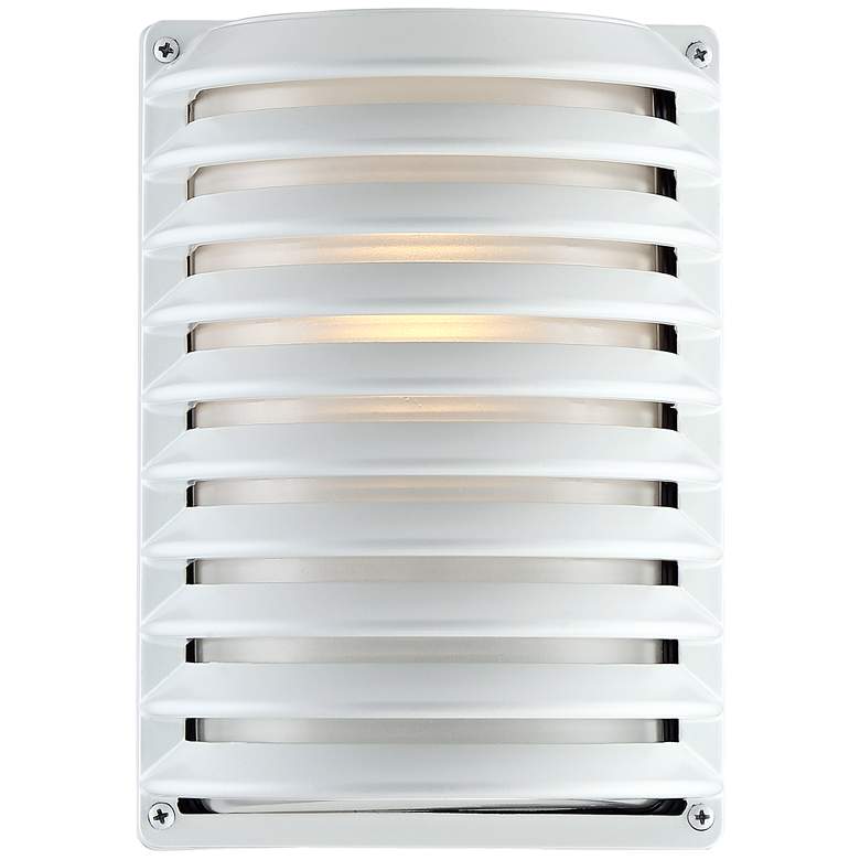 Image 2 John Timberland® White Grid 10" High Outdoor Modern Wall Light